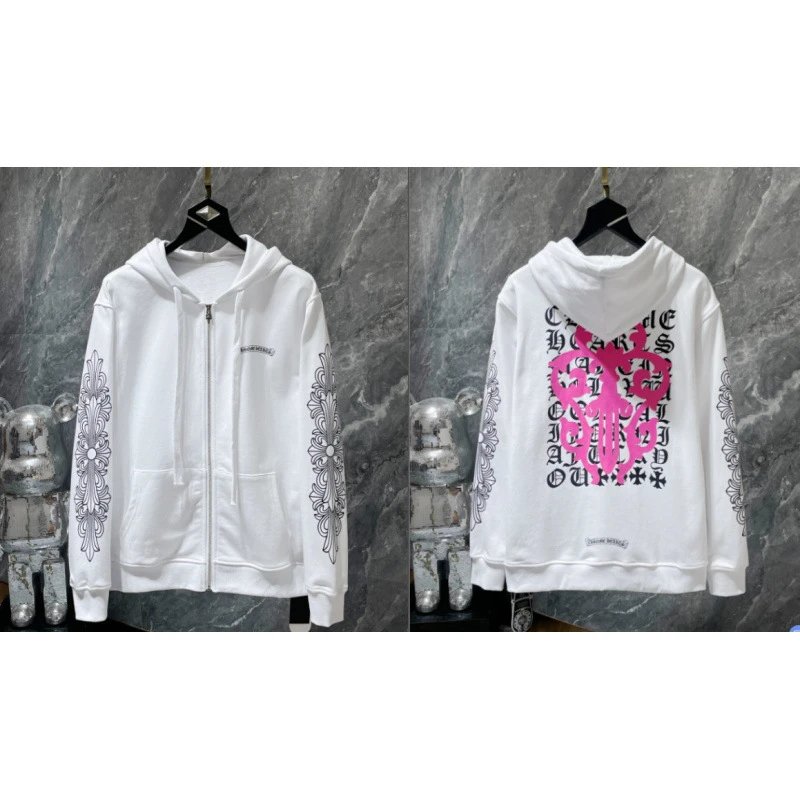 Chrome Hearts Hoodies & Sweatshirts Zip-Up with Cross Graphics — 8627 white