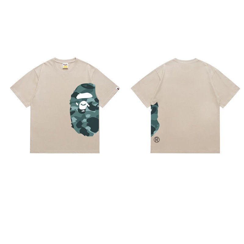 BAPE T-Shirts Side Ape Head Camouflage Print — 1329 Apricot color