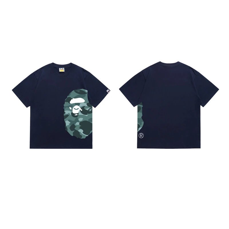 BAPE T-Shirts Side Ape Head Camouflage Print — 1329 Dark blue