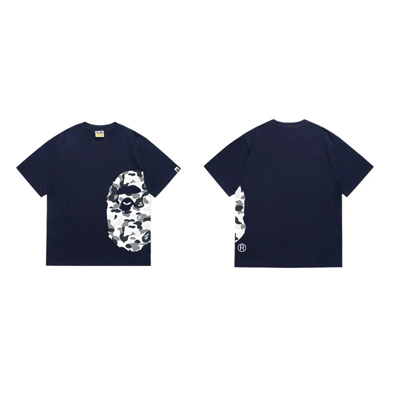 BAPE T-Shirts Side Ape Head Camouflage Print — 1332 Dark blue