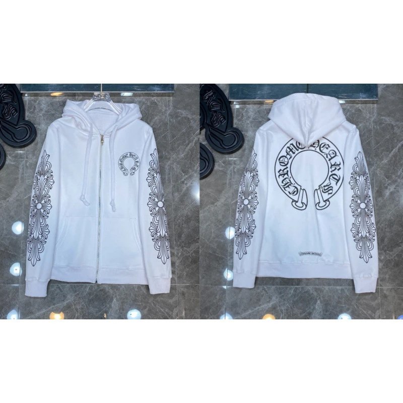 Chrome Hearts Hoodies & Sweatshirts Zip-Up with Cross Graphics — 8310 white