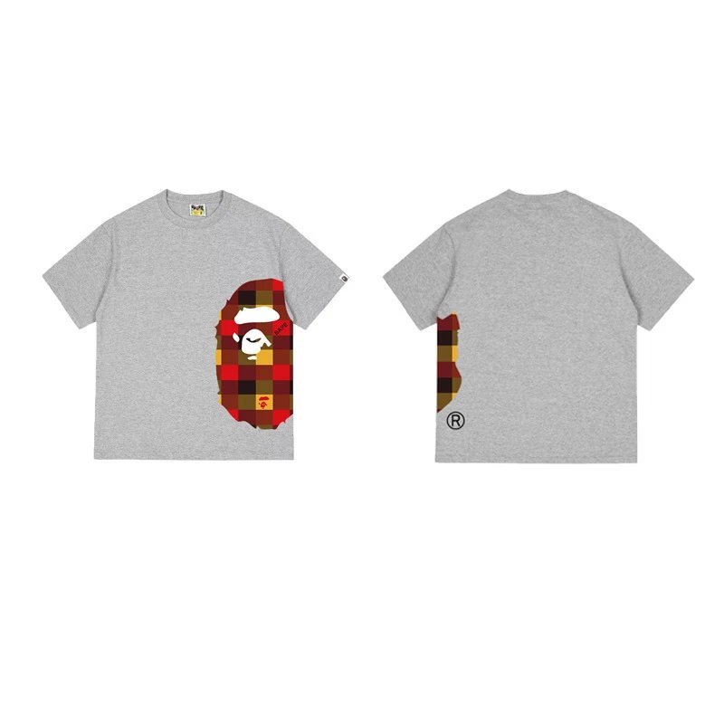 BAPE T-Shirts Side Ape Head Camouflage Print — 1334 gray