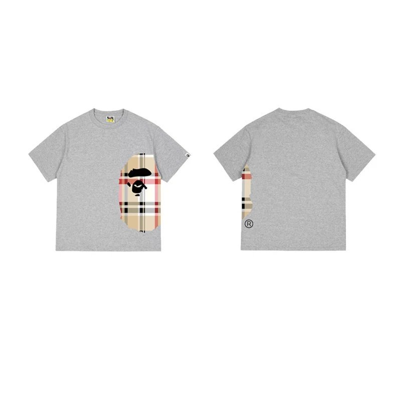 BAPE T-Shirts Side Ape Head Camouflage Print — 1340 gray