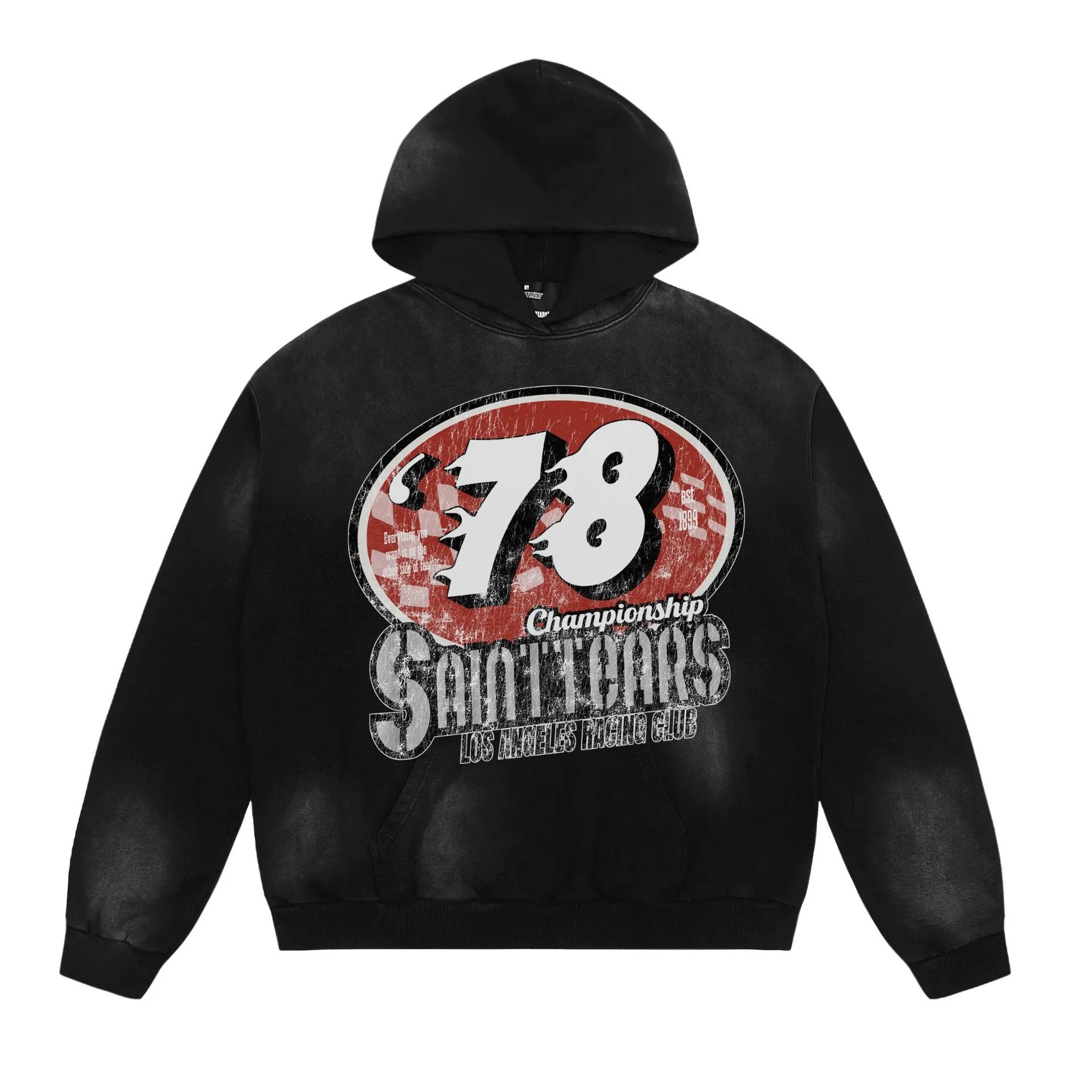 Unbranded Hoodies & Sweatshirts Washed Graphic Print Pullover Hoodie — A 715 Washed black