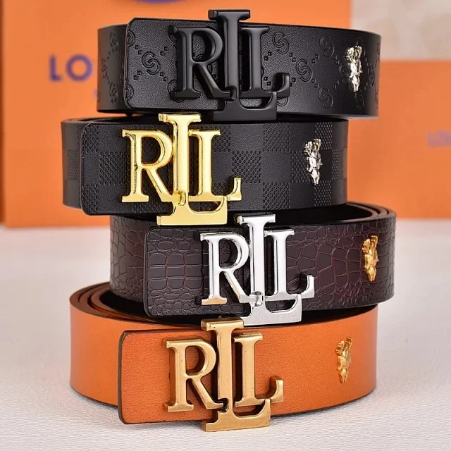 R&L Belts LZ-1 embossed monogram belt with RL buckle product detail image 1