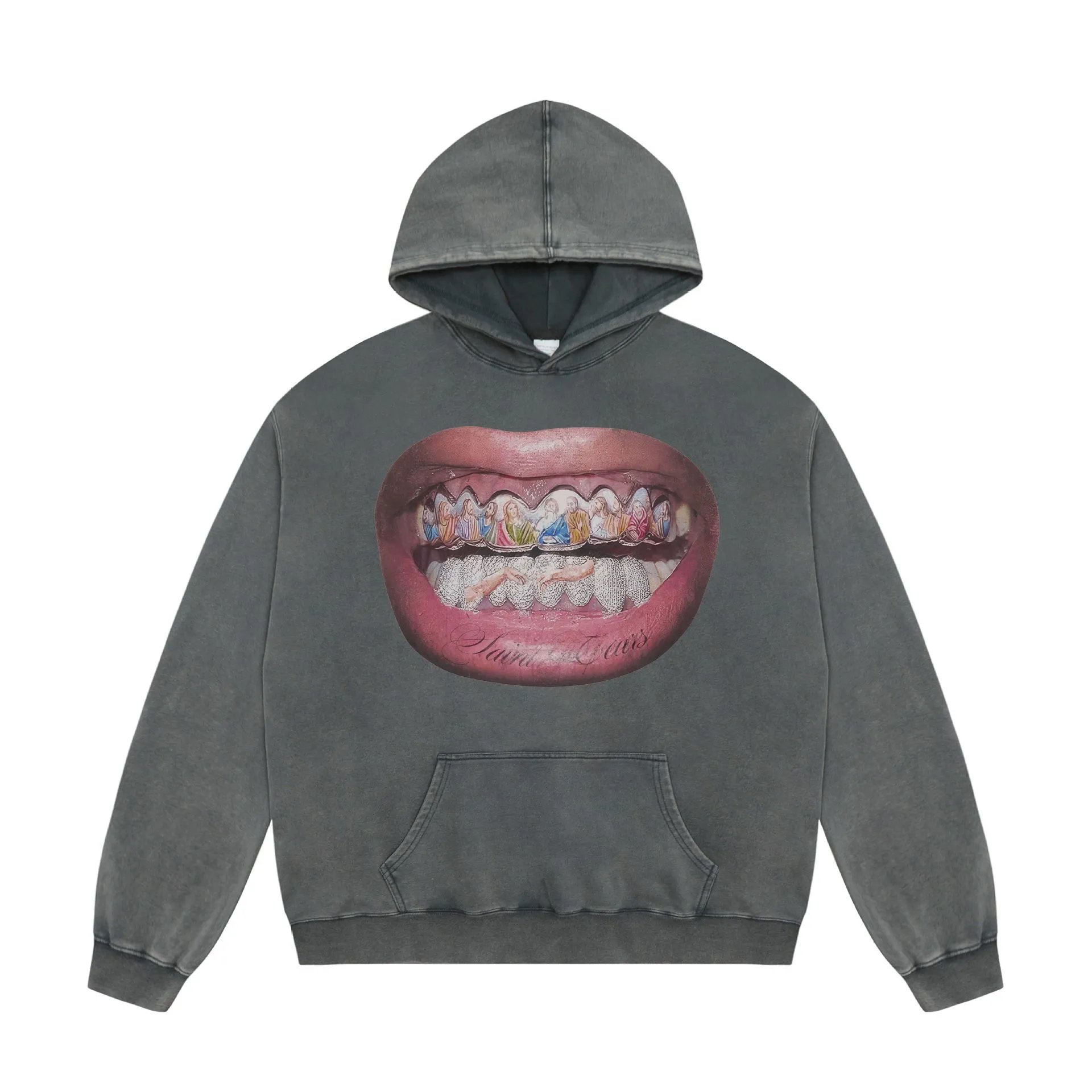 Unbranded Hoodies & Sweatshirts Washed Graphic Pullover Hoodie — A 138 Washed gray