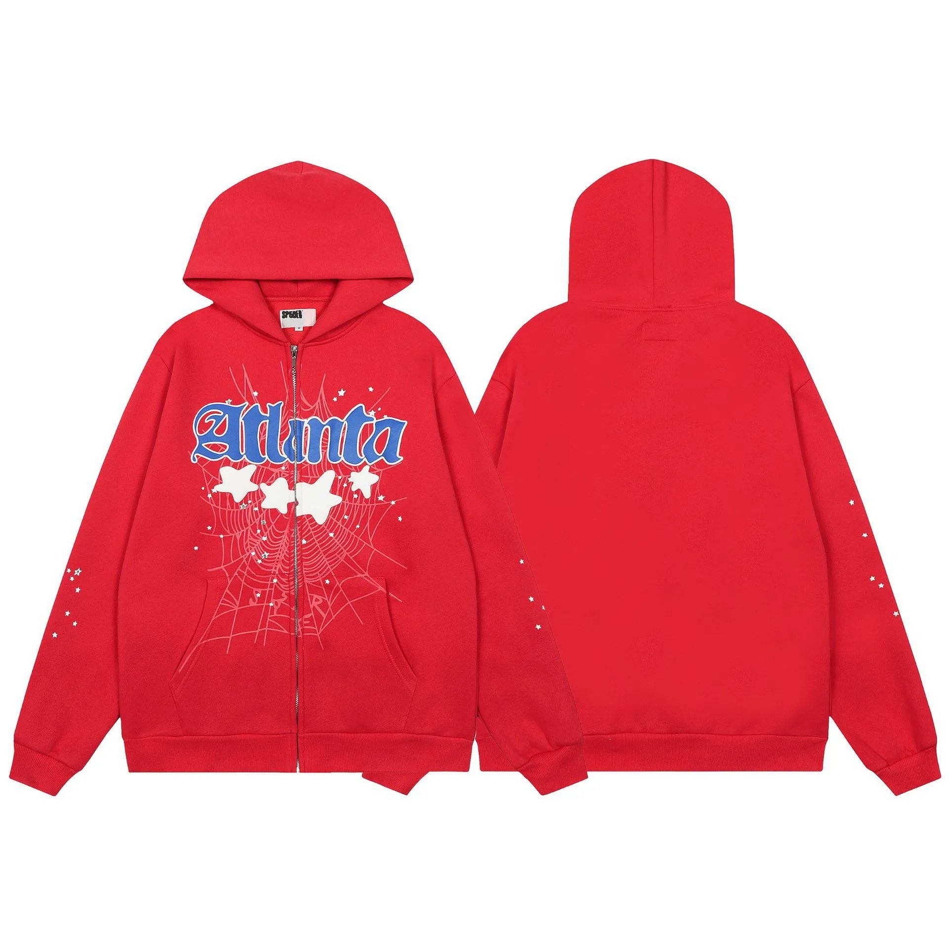 Sp5der Graphic Print Hoodie — 7740 Red