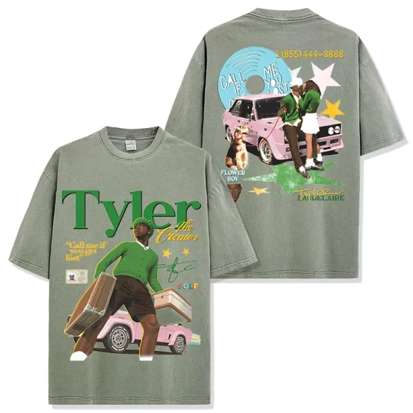 Design GOLF WANG x Tyler, The Creator 'Call Me If You Get Lost' Graphic T-Shirt Olive Green T-Shirts - 1
