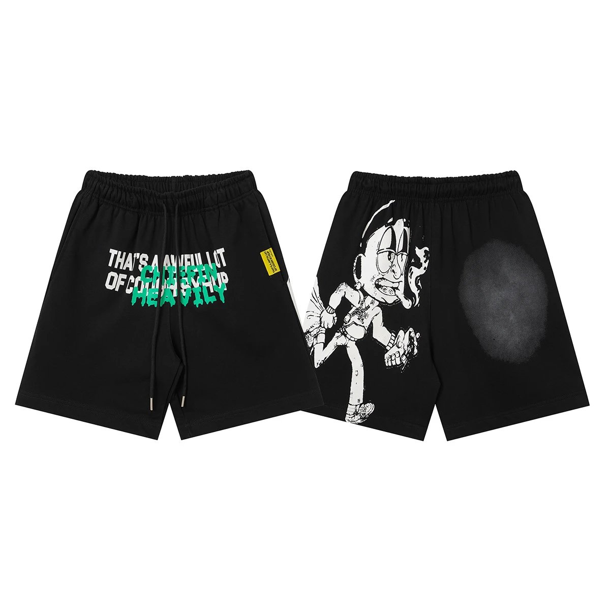 Unbranded Shorts Graphic Print Drawstring — T 2507#black