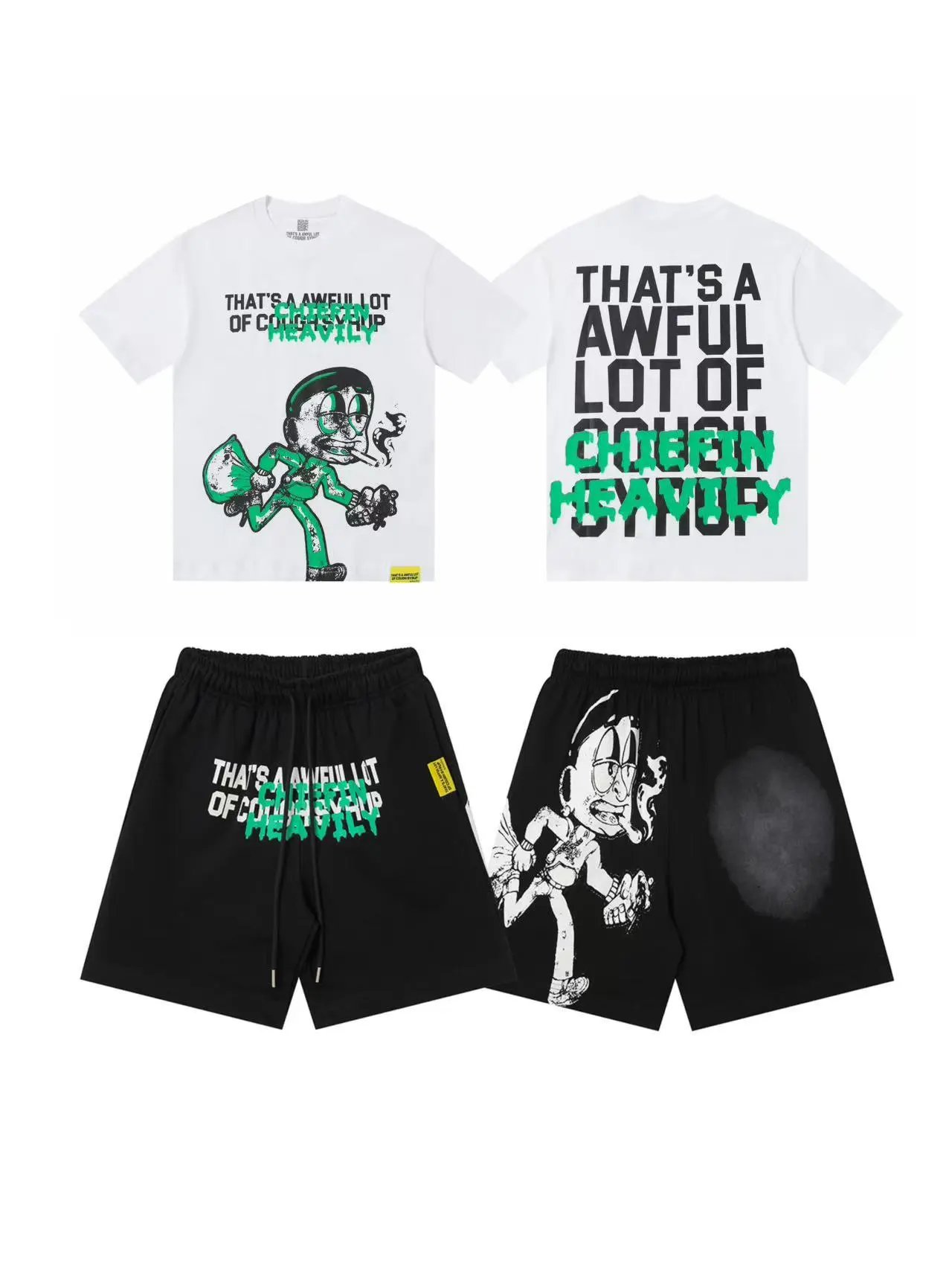 Unbranded Shorts Graphic Print Drawstring — T 2507#Black-White
