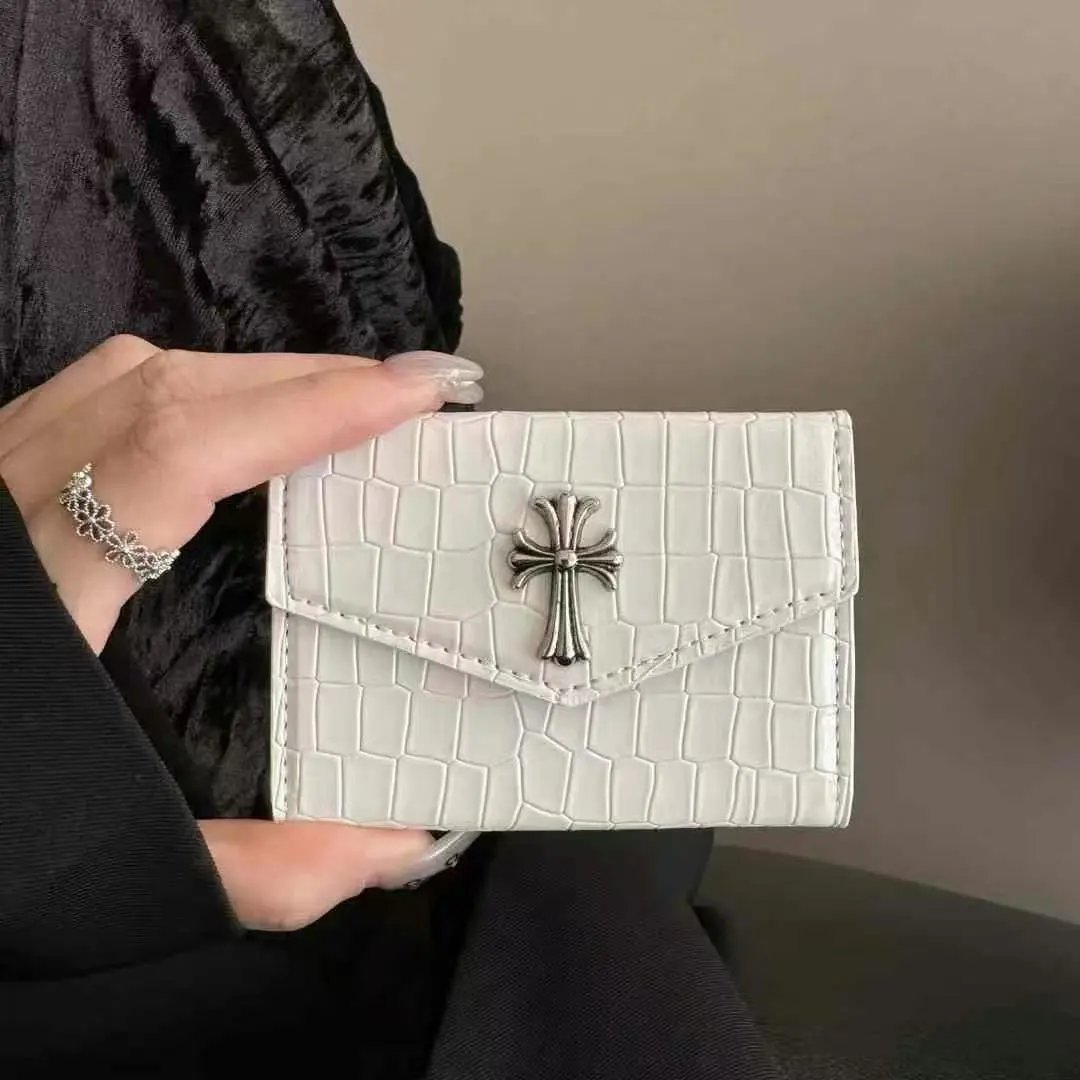 Unbranded Wallets & Card Holders Crocodile-Embossed Holder with Rhinestone Ring Emblem — Organ white crocodile-pattern cross