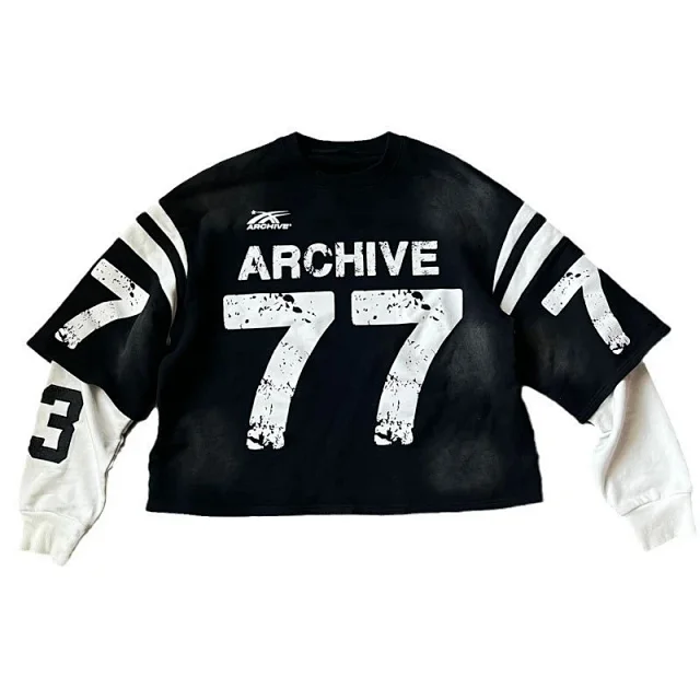 Unbranded Hoodies & Sweatshirts Layered-Look Graphic Crewneck Sweatshirt product detail image 6