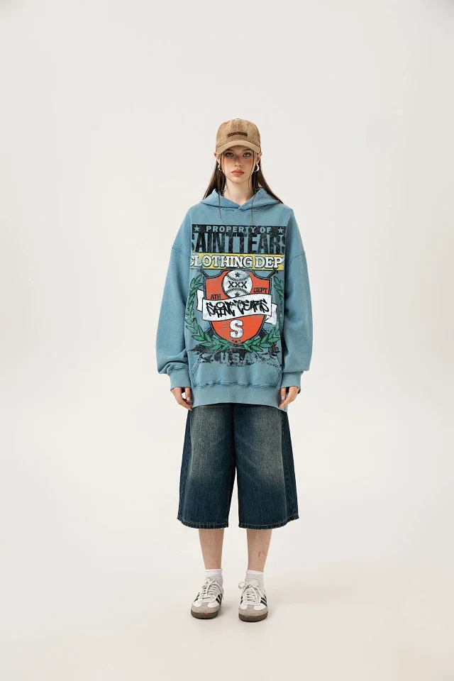 Unbranded Hoodies & Sweatshirts Washed Graphic Pullover Hoodie product detail image 4