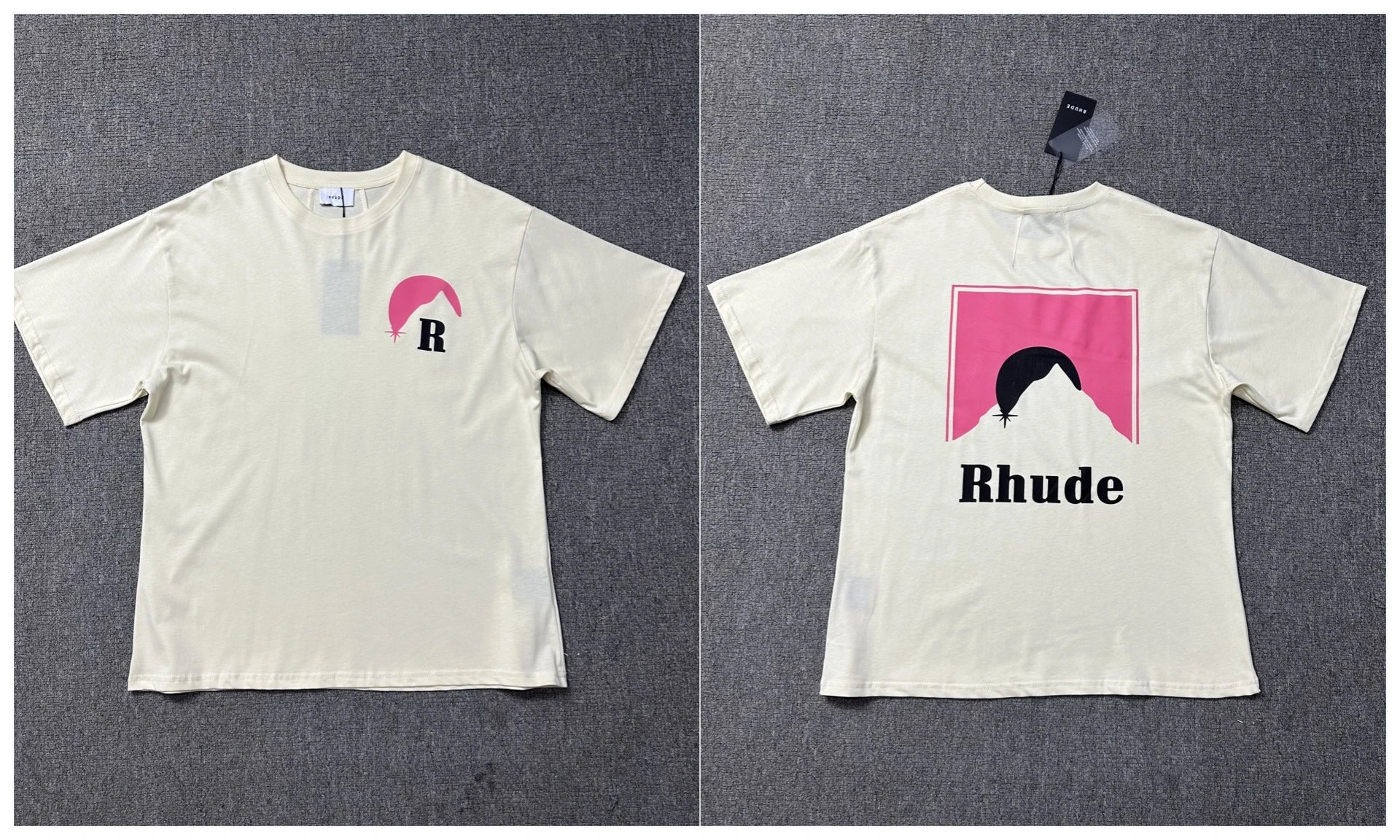 Rhude T-Shirts Graphic Print — 1239 Beige apricot