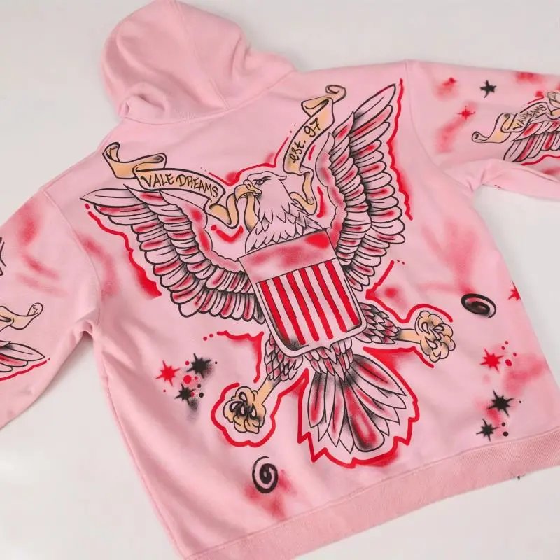 Vale USA Hoodies & Sweatshirts Graphic Print Zip-Up Hooded Sweatshirt image 4