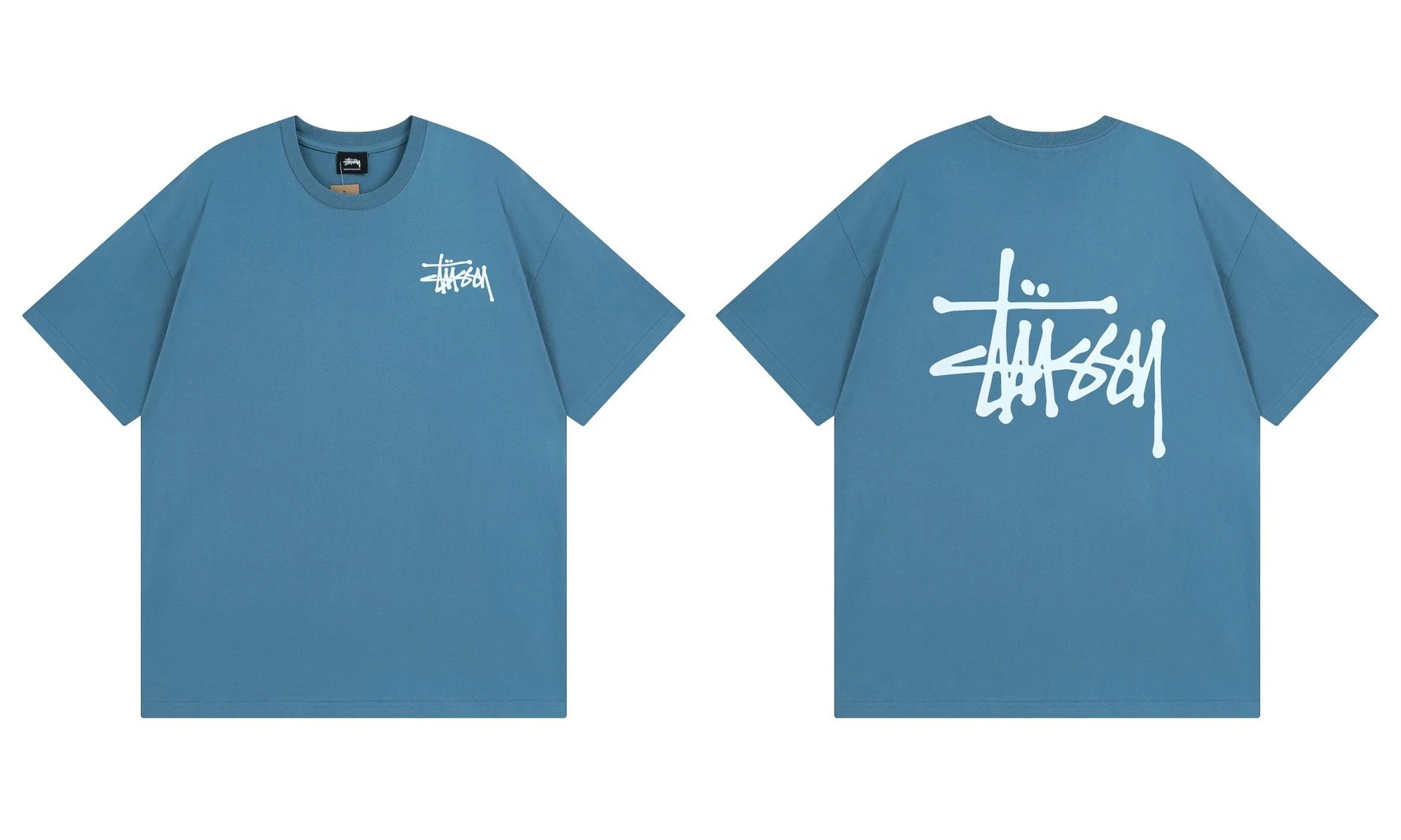 Stüssy T-Shirts Graphic Print Short-Sleeve — 852 Sky blue