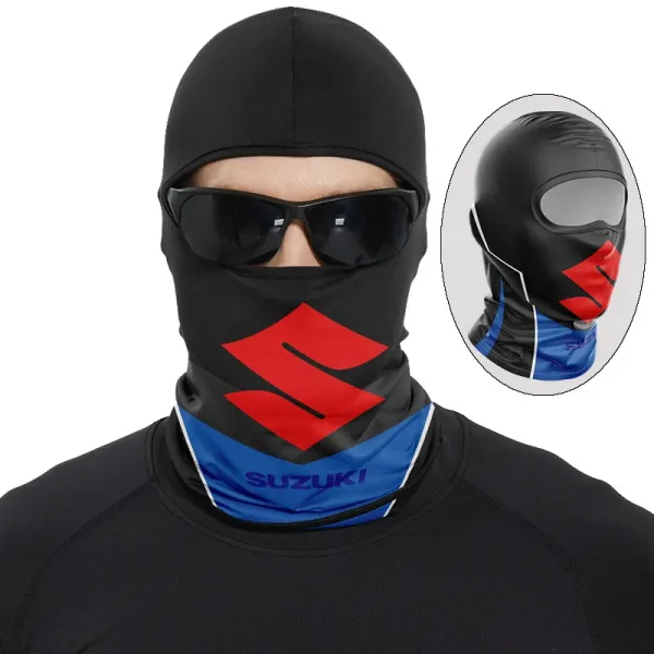 Design Suzuki Logo Balaclava Black Red Blue Face Cover Scarves - 1