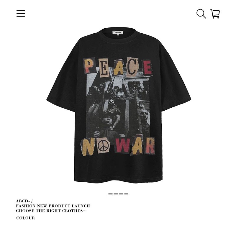 VANCARHELL T-Shirts Oversized graphic-print crew-neck T-shirt — 8315-Black