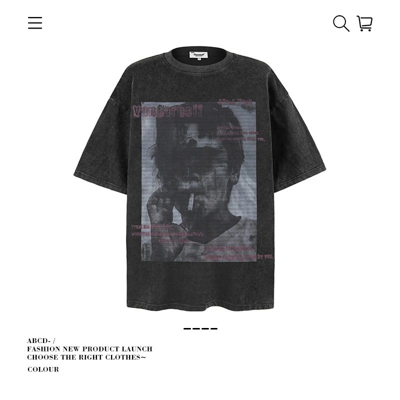 VANCARHELL T-Shirts Oversized graphic-print crew-neck T-shirt — 9546-old black