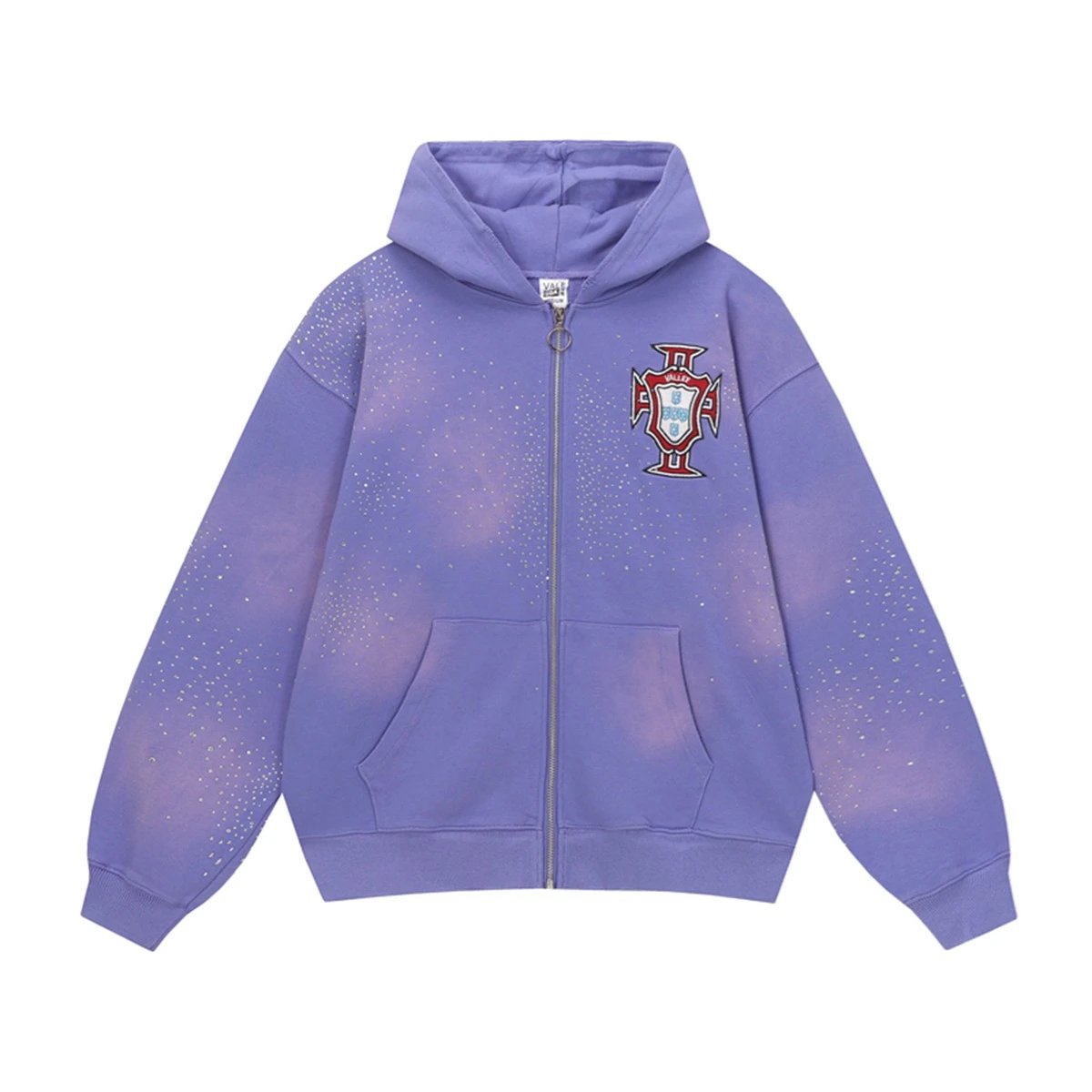 Vale USA Hoodies & Sweatshirts Graphic Print Zip-Up Hooded Sweatshirt — ZFZD3432 purple