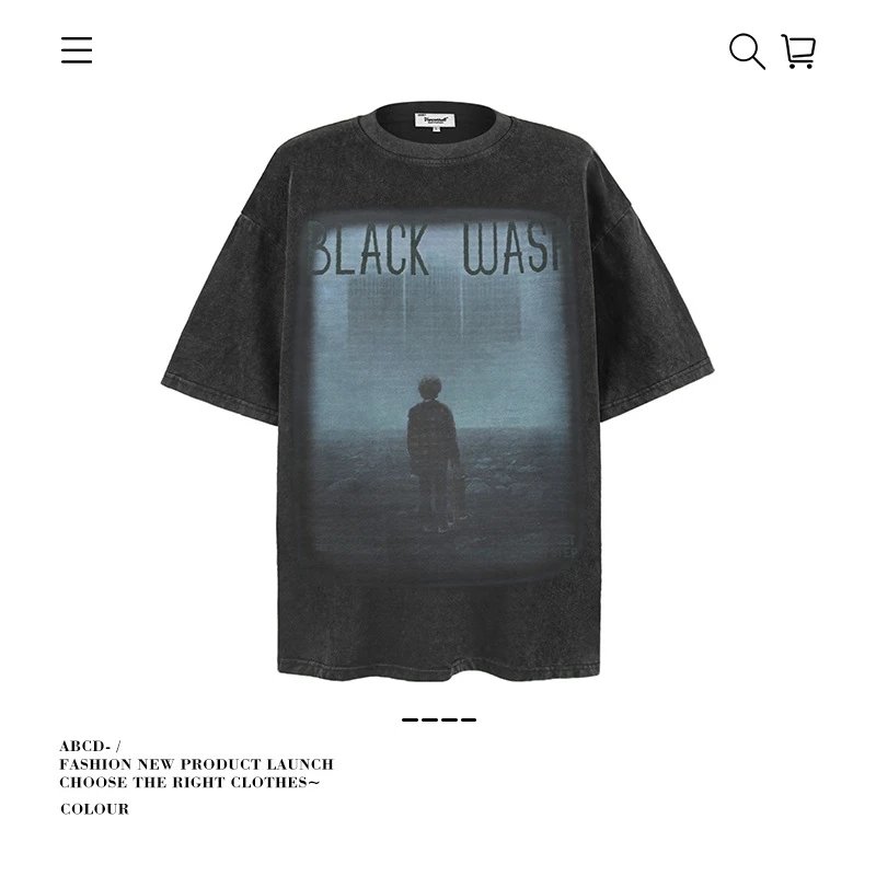 VANCARHELL T-Shirts Oversized graphic-print crew-neck T-shirt — 9616-Fried Flower Black