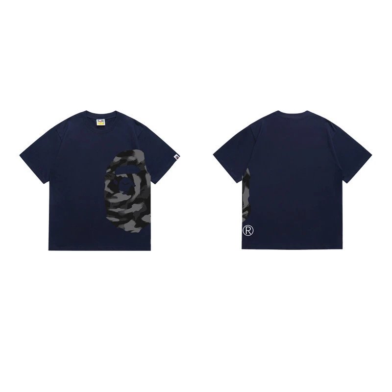 A BATHING APE T-Shirts Side Head Graphic — 1321 Navy Blue