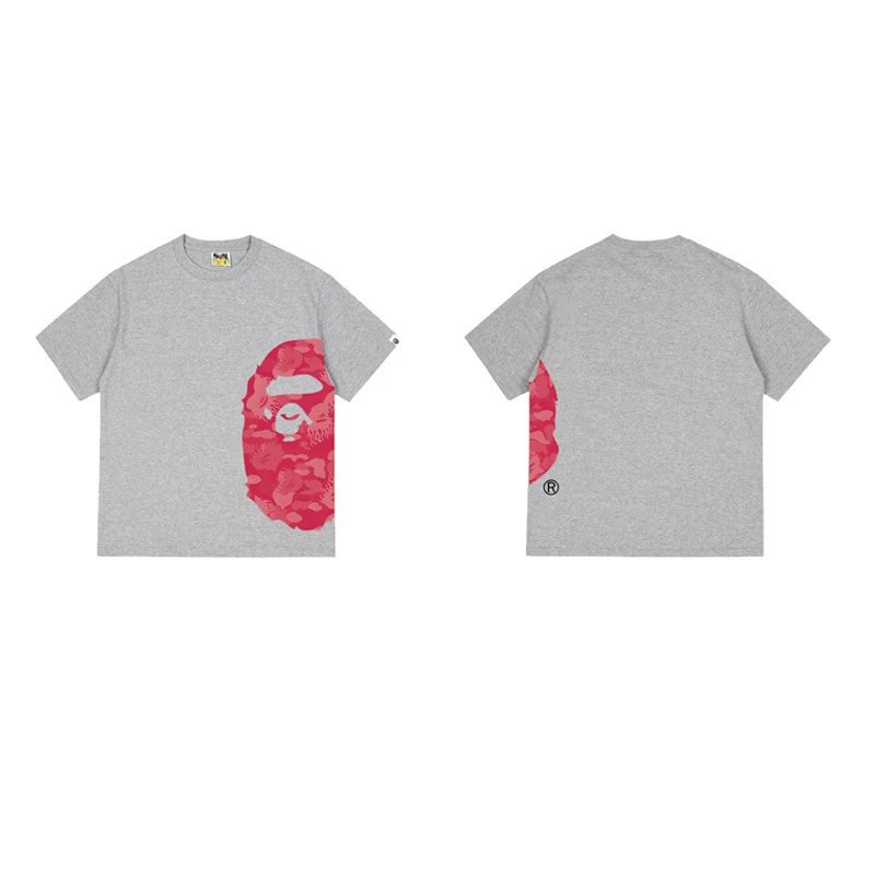 A BATHING APE T-Shirts Side Head Graphic — 1324 gray