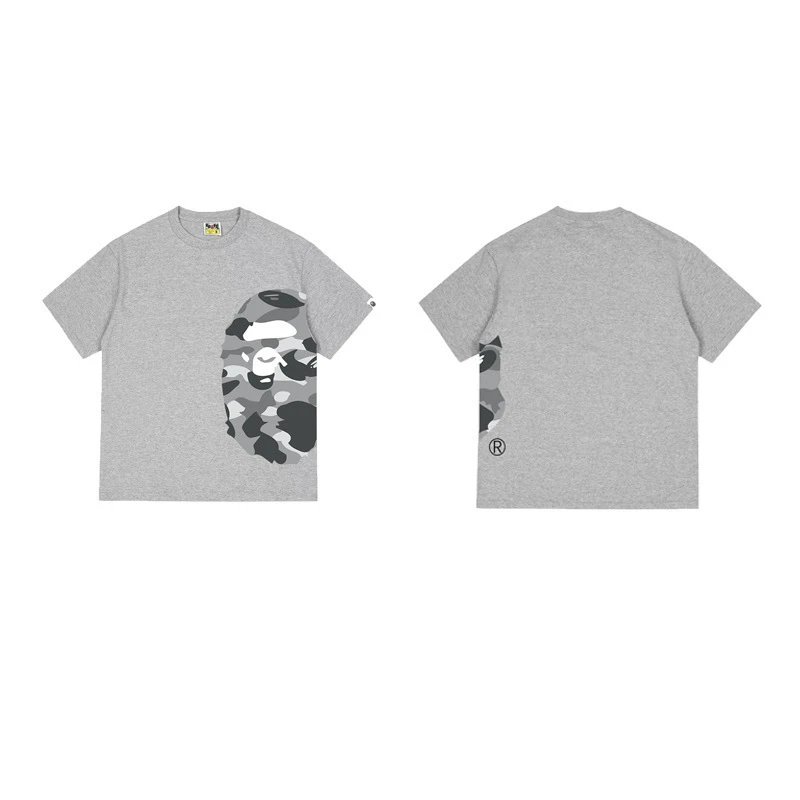 A BATHING APE T-Shirts Side Head Graphic — 1328 gray