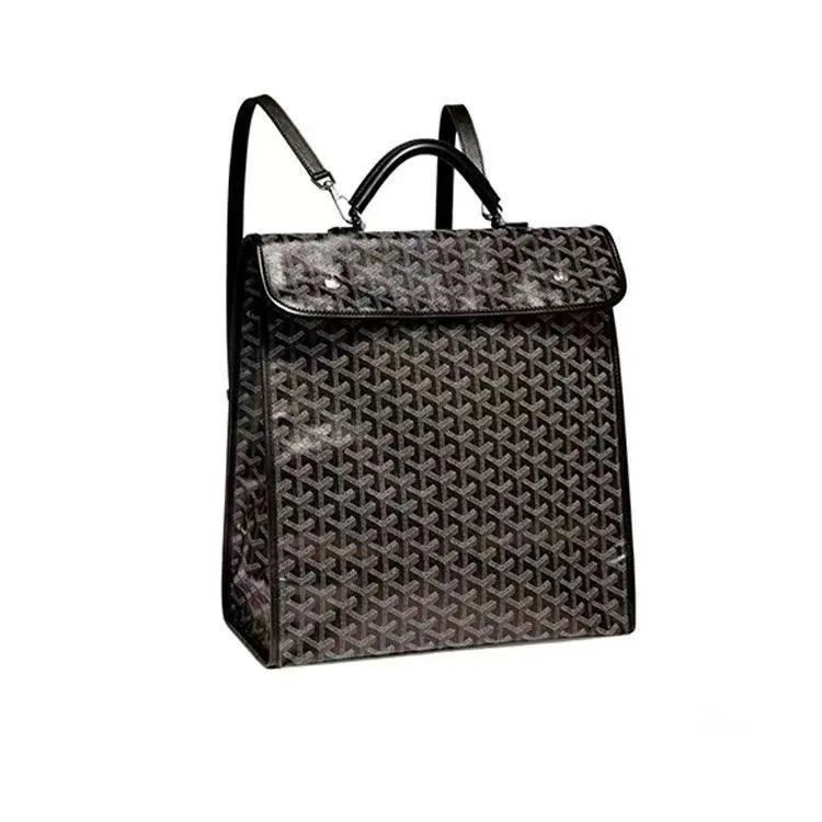 Goyard Backpacks Chevron-pattern flap backpack with top handle — Backpack Black 36*32*16 CM