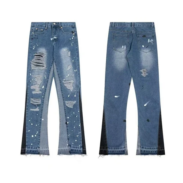Unbranded Jeans Wide-leg distressed patchwork product detail image 8