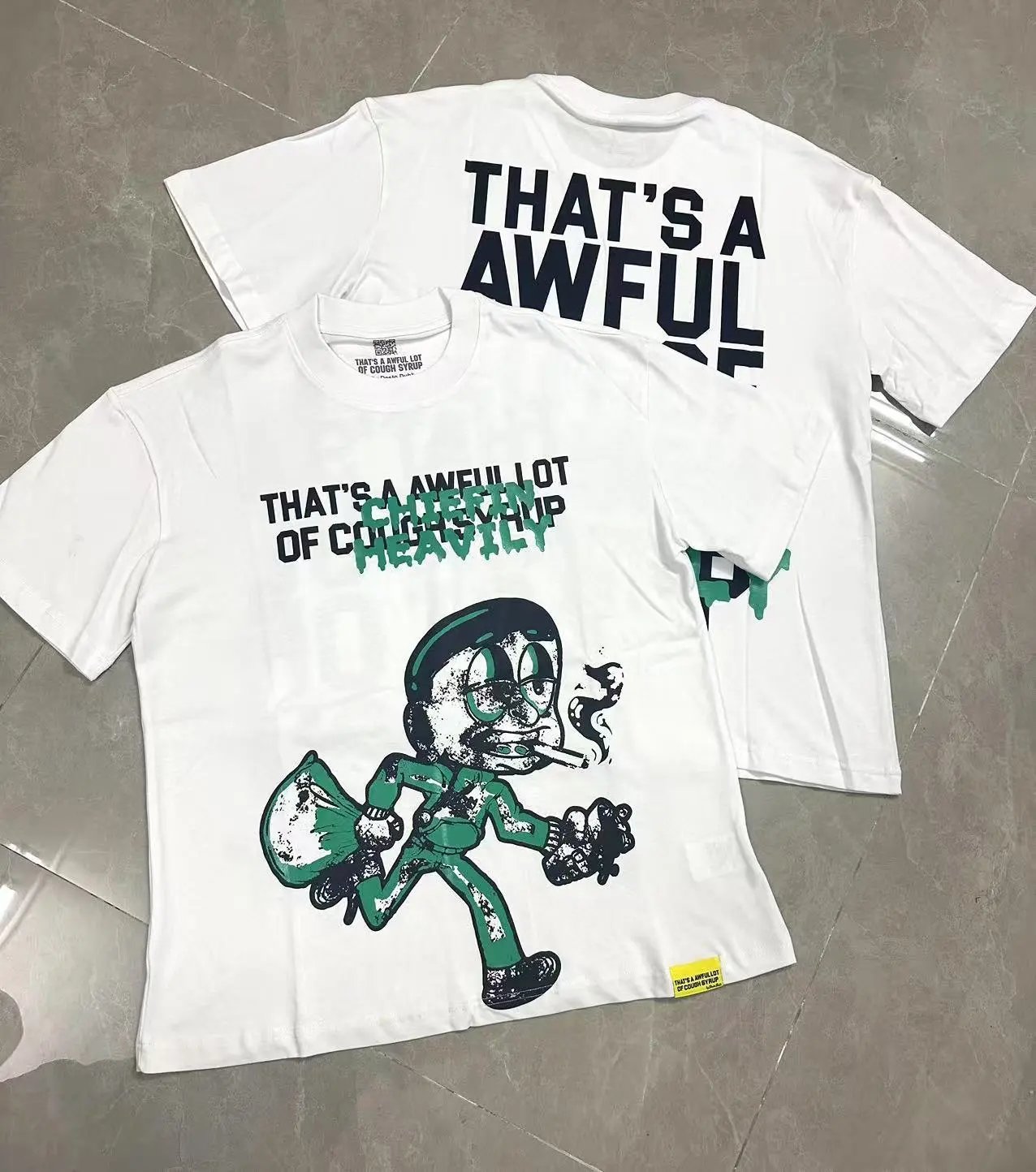 That's a Awful Lot of Cough Syrup T-Shirts Short-Sleeve Graphic Print — 203 White