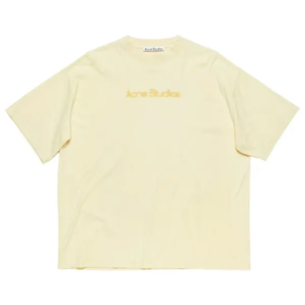 Acne Studios Logo Embroidered Pale Yellow T-Shirt - 1
