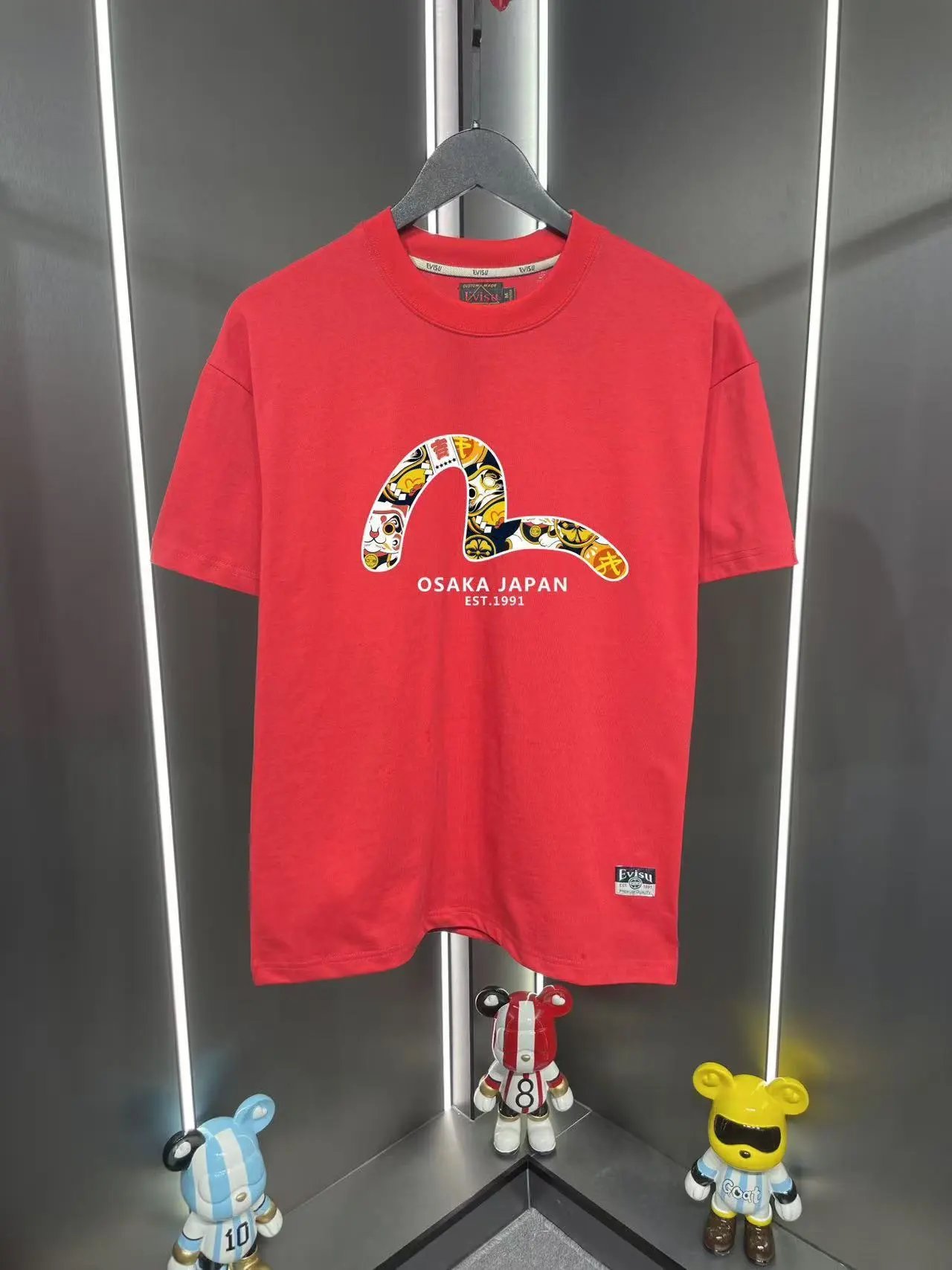 Evisu T-Shirts EUT-1 Graphic Print — Red 05
