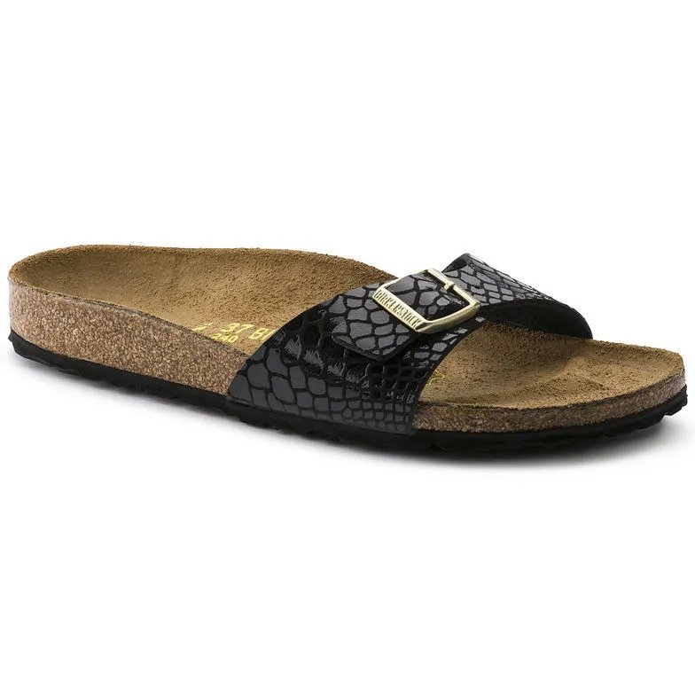 Birkenstock Sandals Madrid single-strap buckle — Black Snake Slippers 34-46 Male and female code