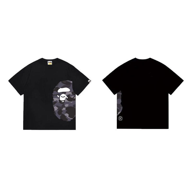 BAPE T-Shirts Side Ape Head Camouflage Print — 1330 black