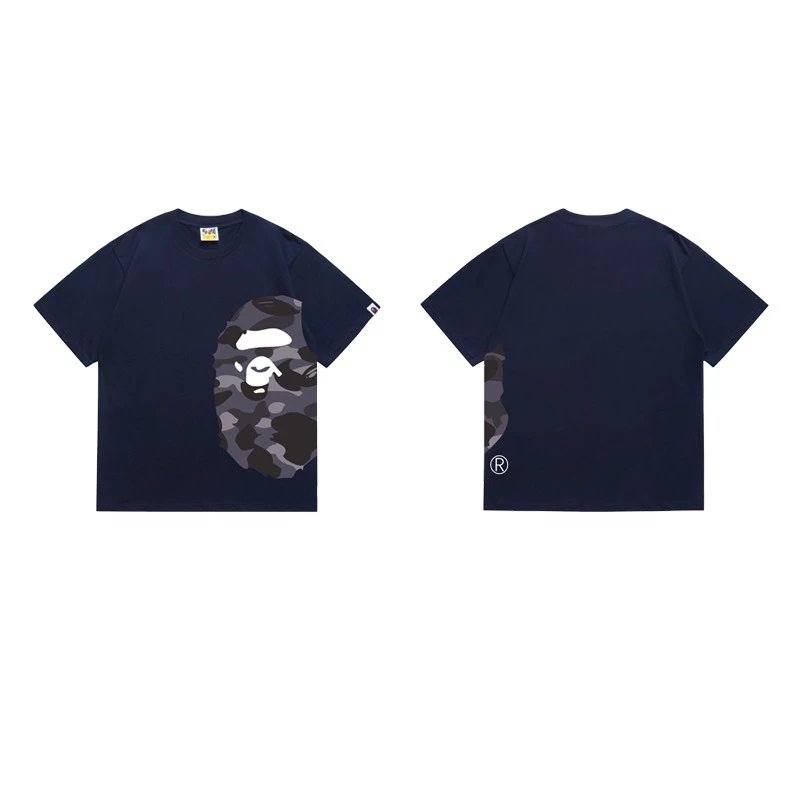 BAPE T-Shirts Side Ape Head Camouflage Print — 1330 Dark blue
