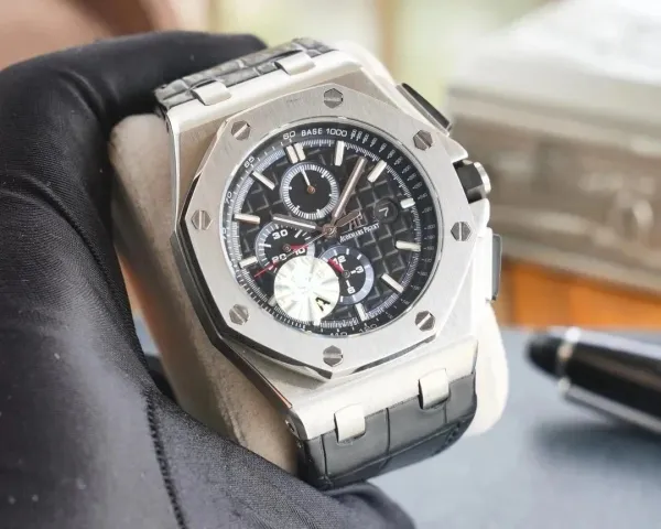 Audemars Piguet Royal Oak Chronograph Black Dial Steel Watch Watches - 1