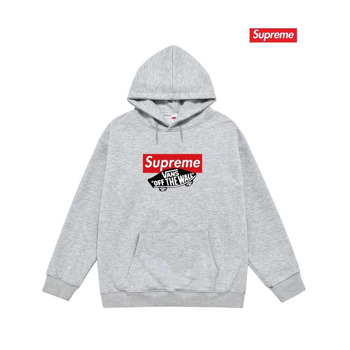 Supreme Hoodies & Sweatshirts Hooded sweatshirt with Stüssy graphic and kangaroo pocket — 2240 Gray with fleece lining