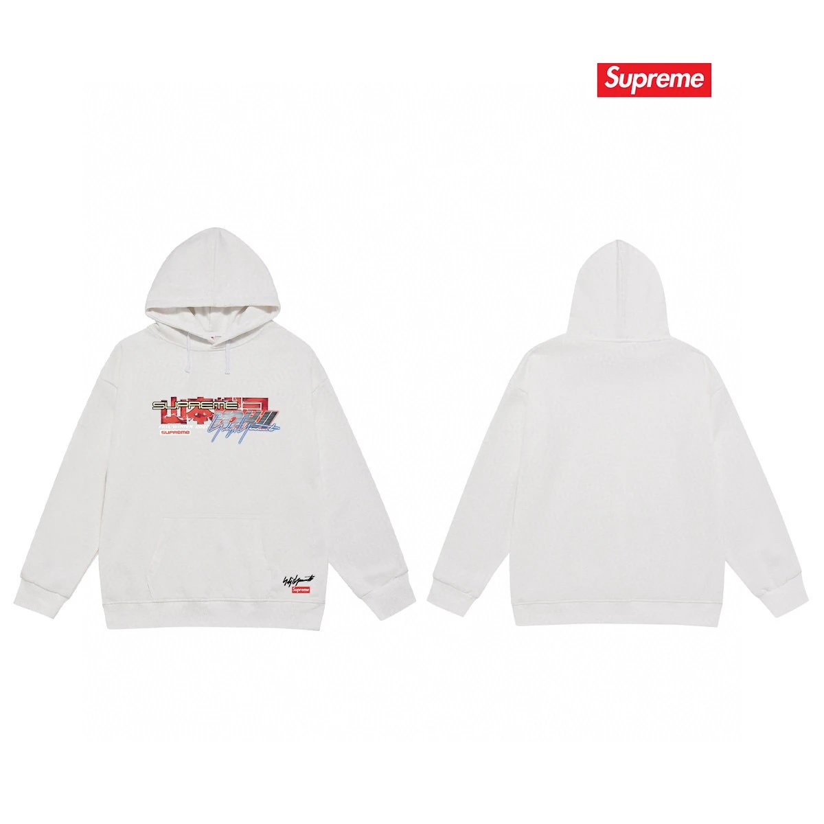 Supreme Hoodies & Sweatshirts Fleece-lined hooded sweatshirt with logo graphic — 09-1 Fleece-lined style