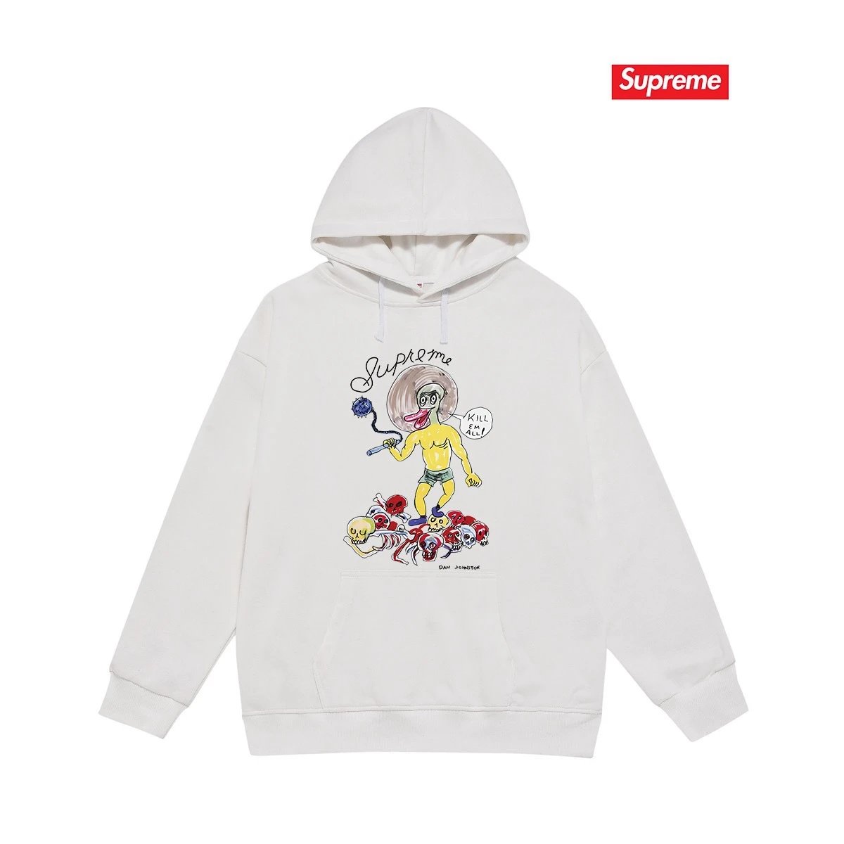 Supreme Hoodies & Sweatshirts Fleece-Lined Graphic Pullover Hoodie — S 2251 White with fleece lining