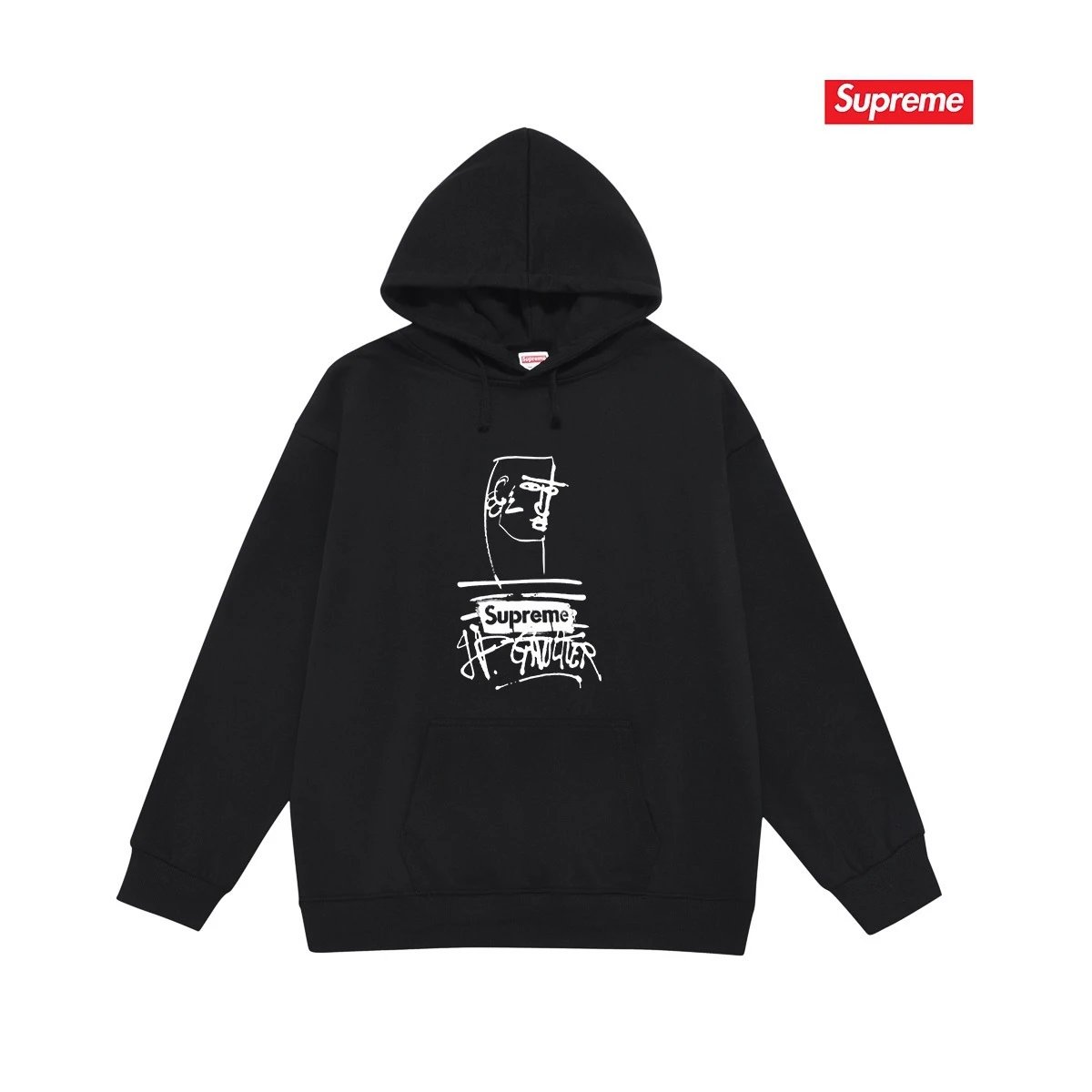 Supreme Hoodies & Sweatshirts Fleece-Lined Graphic Pullover Hoodie — S 2254 Black with fleece lining