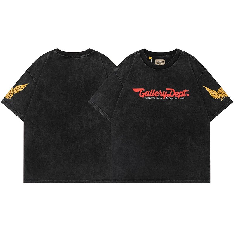 Gallery Dept. T-Shirts Graphic Print Short-Sleeve T-Shirt — Washed Black D118
