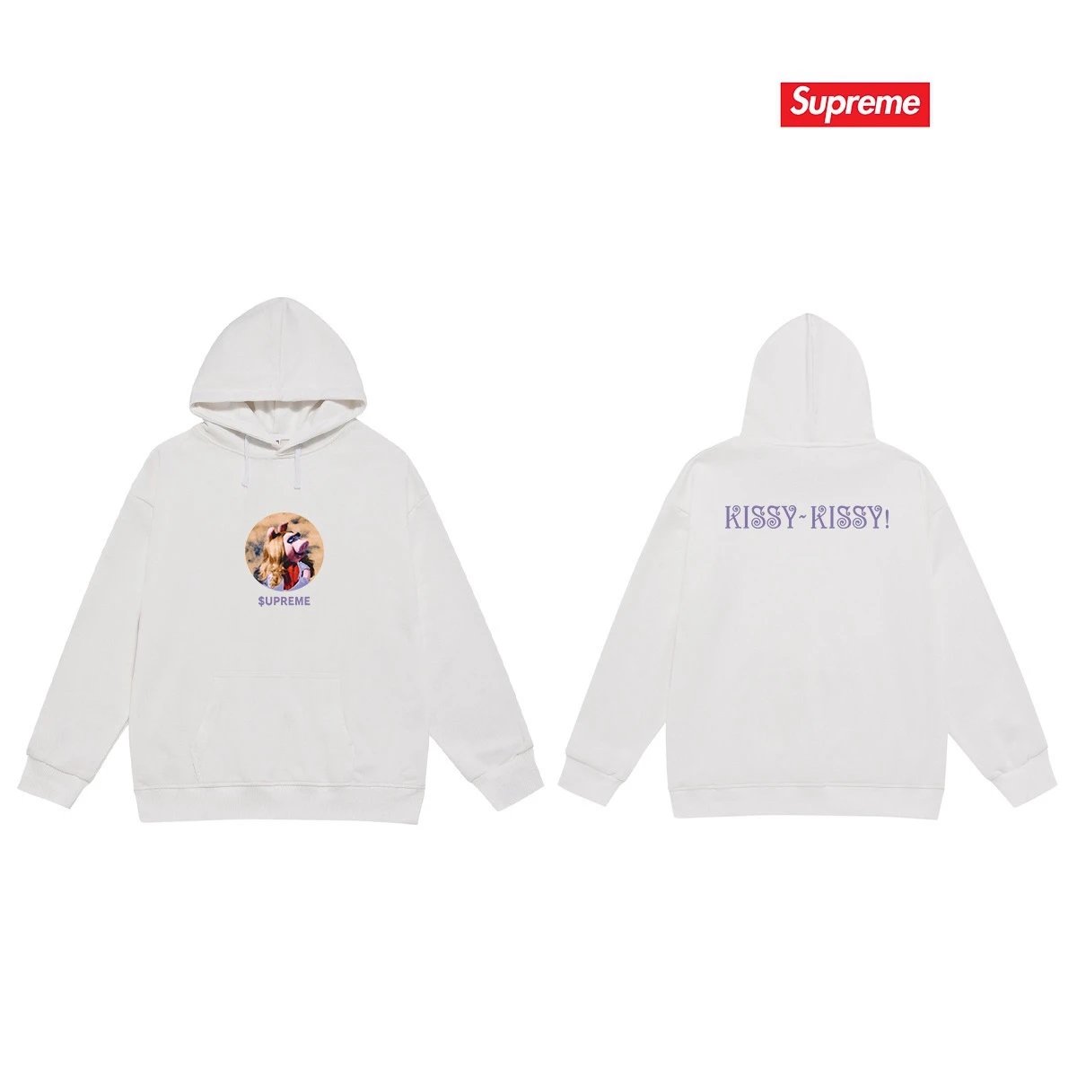 Supreme Hoodies & Sweatshirts Fleece-Lined Graphic Pullover Hoodie — S 2259 White with fleece lining