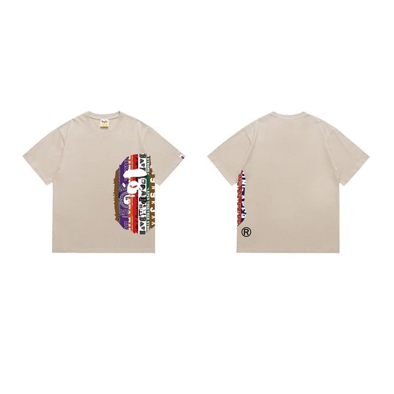 A BATHING APE T-Shirts Side Head Graphic — 1319 Khaki