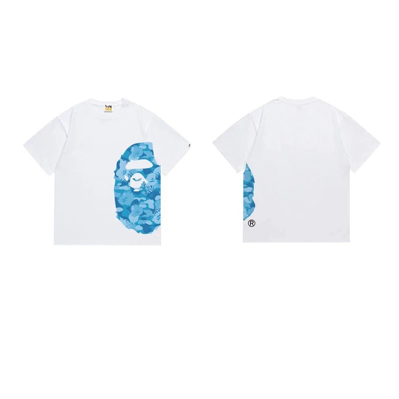 A BATHING APE T-Shirts Side Head Graphic — 1323 white