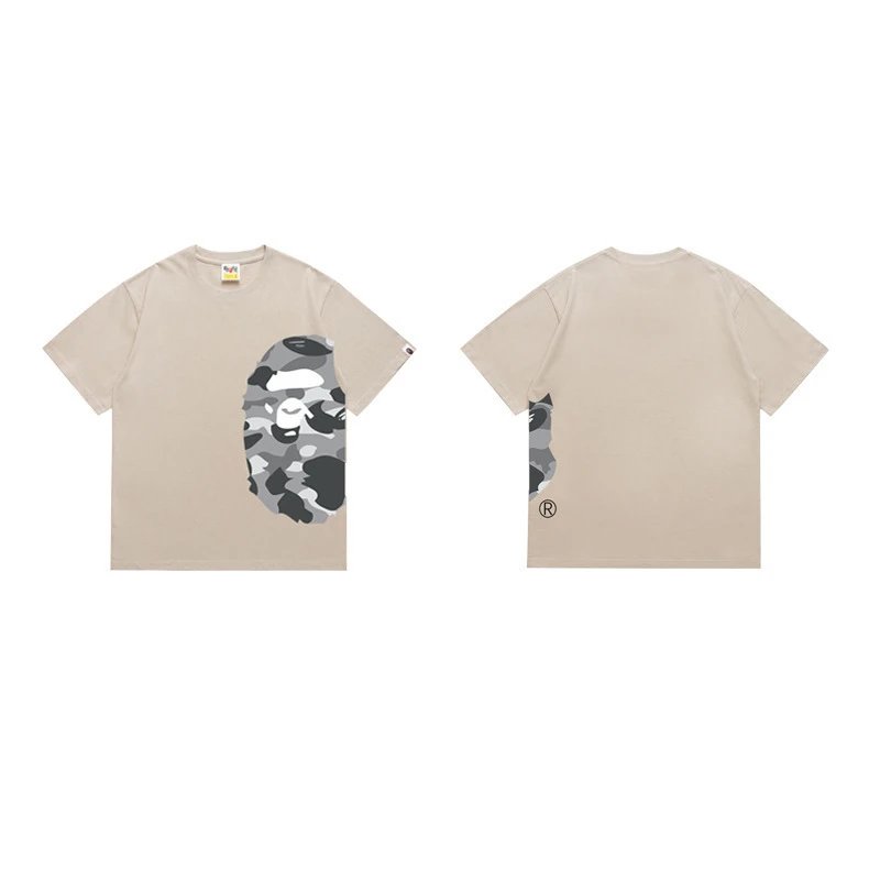 A BATHING APE T-Shirts Side Head Graphic — 1328 Khaki