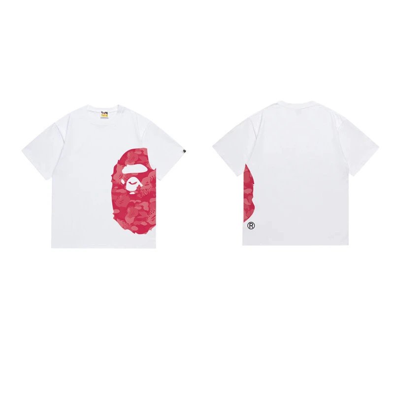A BATHING APE T-Shirts Side Head Graphic — 1324 white