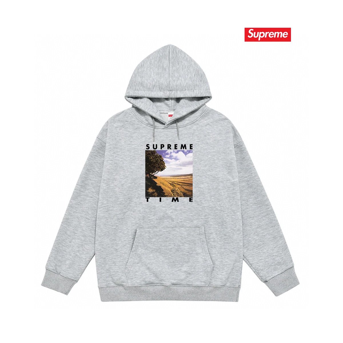 Supreme Hoodies & Sweatshirts Graphic Print Pullover Hoodie — S 2039 gray