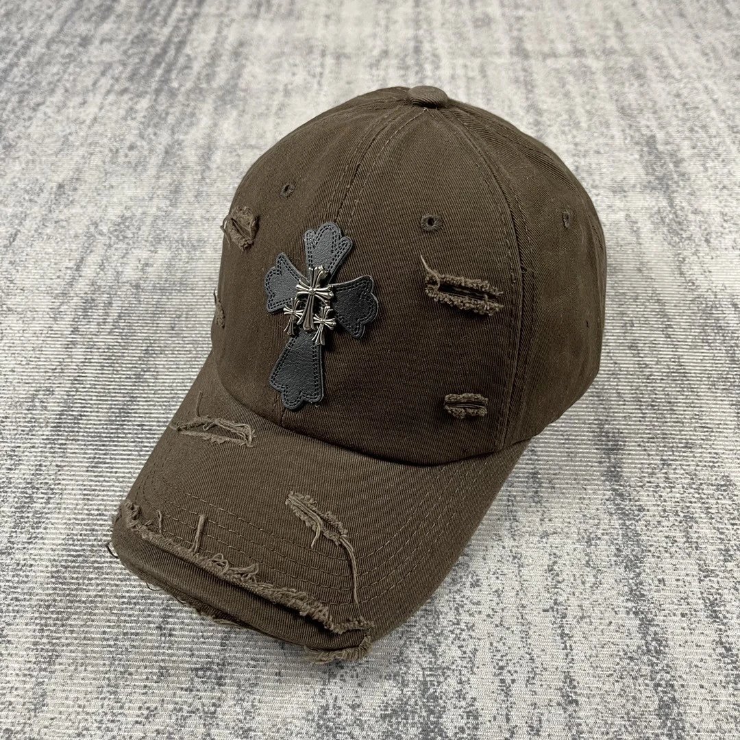 Design Distressed Flower Embroidery Baseball Cap Beige - 40