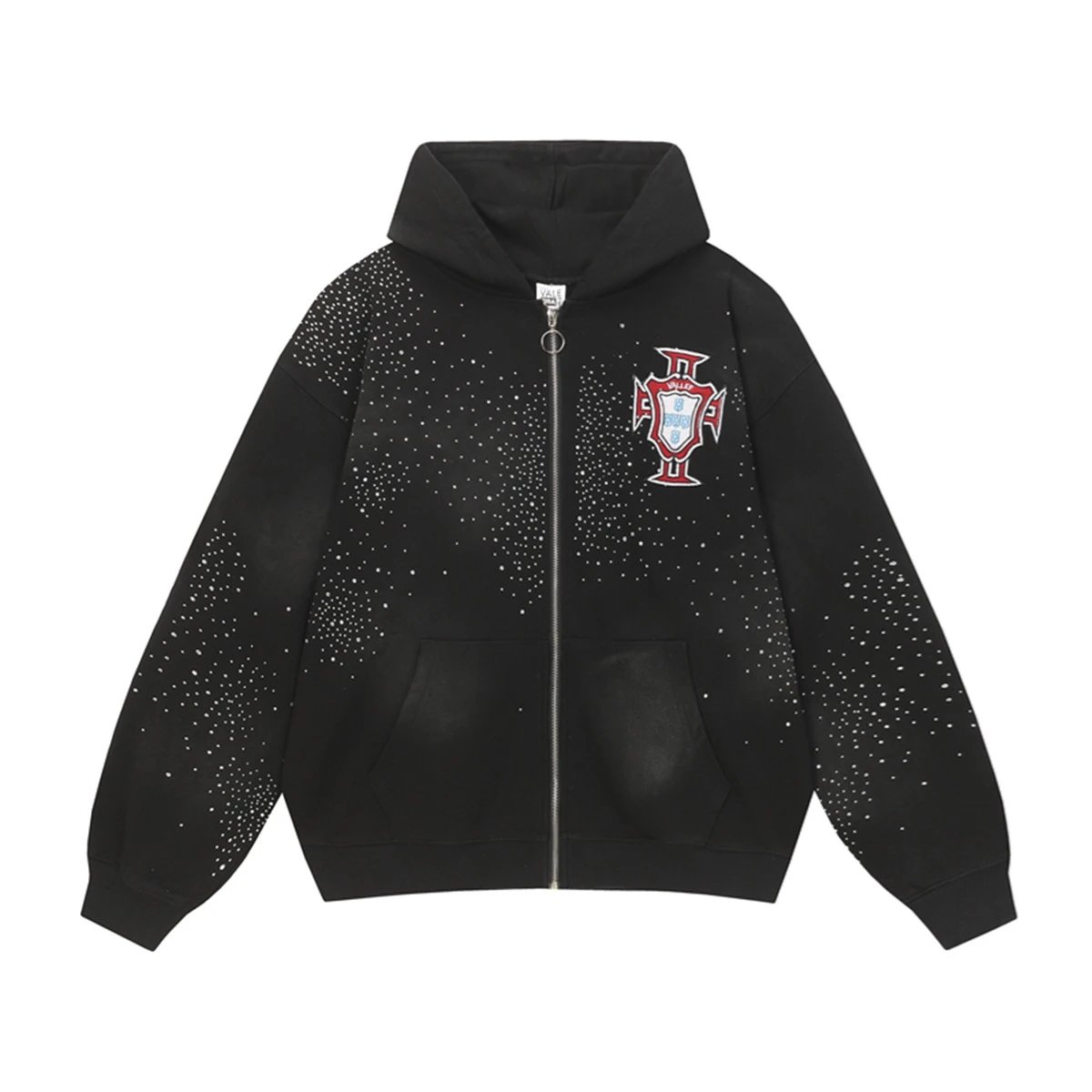 Vale USA Hoodies & Sweatshirts Graphic Print Zip-Up Hooded Sweatshirt — ZFZD3432 black